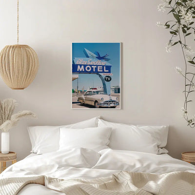 Blue Swallow Motel - Stretched Canvas, Poster or Fine Art Print I Heart Wall Art