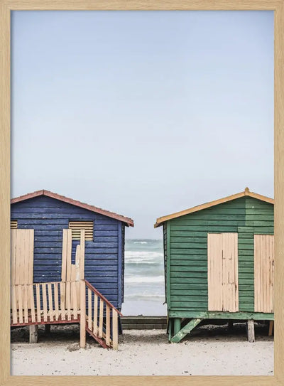 Blue & Green Hut - Stretched Canvas, Poster or Fine Art Print I Heart Wall Art
