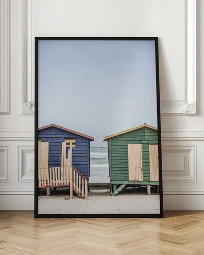 Blue & Green Hut - Stretched Canvas, Poster or Fine Art Print I Heart Wall Art