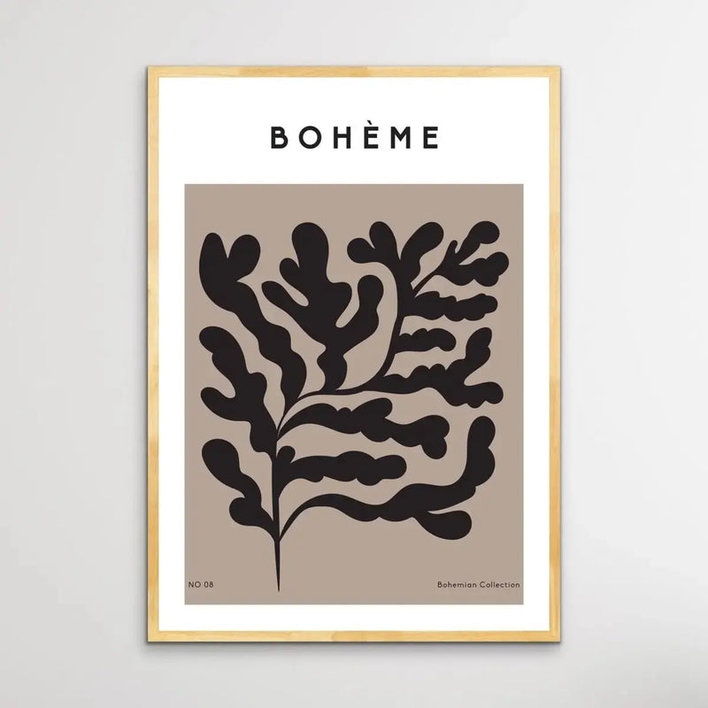 Boheme Number 8 - Minimalist Black and White Leaves Classic Art Print - I Heart Wall Art - Poster Print, Canvas Print or Framed Art Print