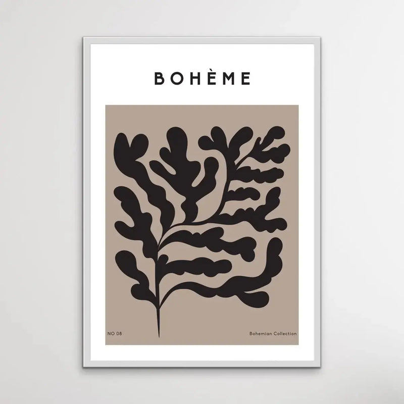 Boheme Number 8 - Minimalist Black and White Leaves Classic Art Print - I Heart Wall Art - Poster Print, Canvas Print or Framed Art Print