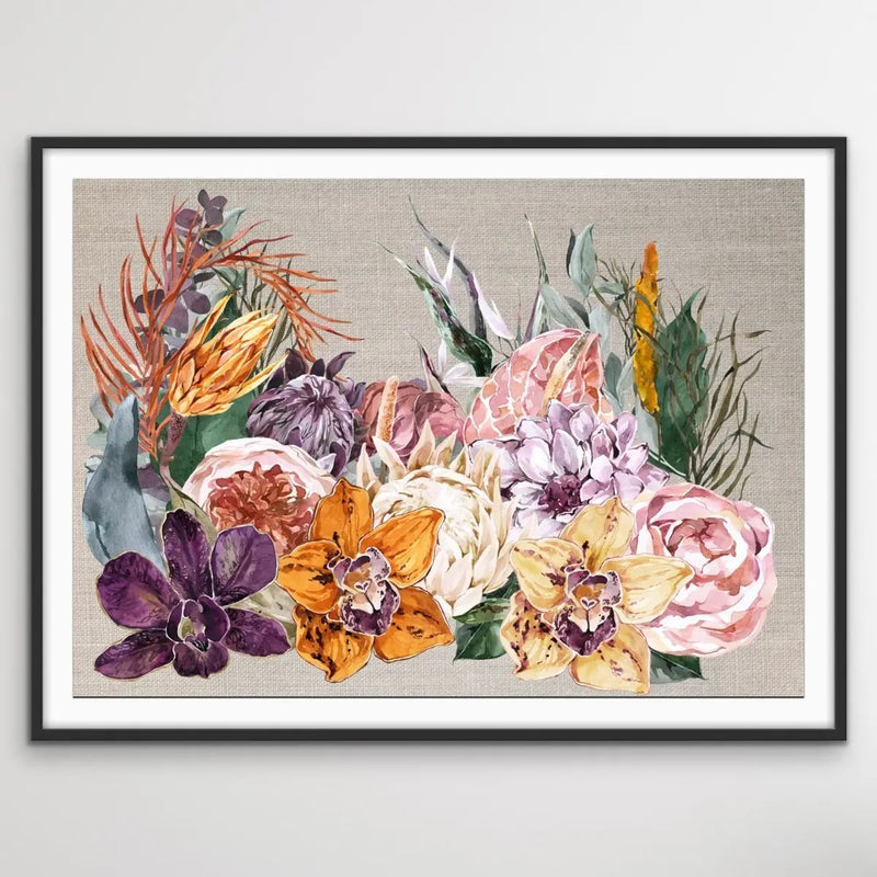 Boho Garden - Contemporary Canvas or Art Print With Boho Flowers - I Heart Wall Art - Poster Print, Canvas Print or Framed Art Print