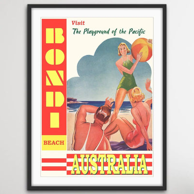 Bondi Beach Vintage Travel Poster - I Heart Wall Art - Poster Print, Canvas Print or Framed Art Print
