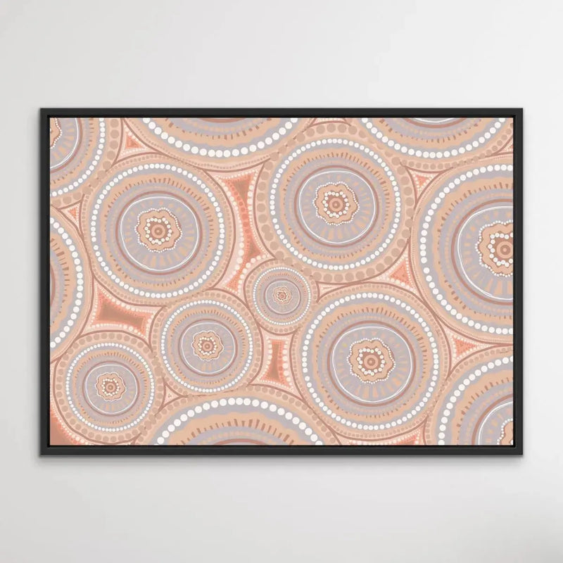 Bora Rings -Brown - Aboriginal Art Print By Leah Cummins - I Heart Wall Art - Poster Print, Canvas Print or Framed Art Print