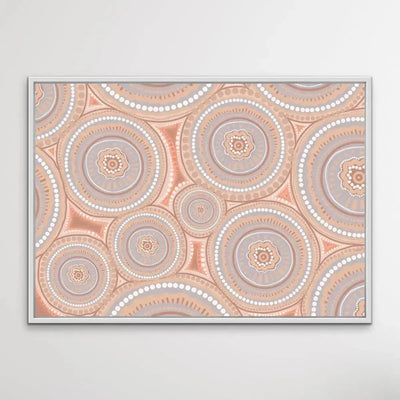 Bora Rings -Brown - Aboriginal Art Print By Leah Cummins - I Heart Wall Art - Poster Print, Canvas Print or Framed Art Print