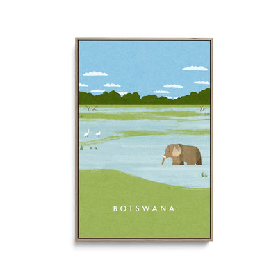Botswana by Henry Rivers - Stretched Canvas Print or Framed Fine Art Print - Artwork- Vintage Inspired Travel Poster I Heart Wall Art Australia 