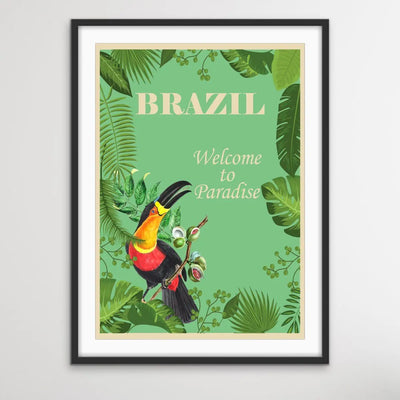 Brazil Vintage Travel Poster - I Heart Wall Art - Poster Print, Canvas Print or Framed Art Print