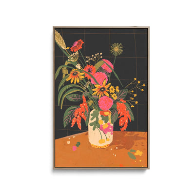 Bright Bouquet by Gigi Rosado-  Contemporary Floral Vase Stretched Canvas Print or Framed Fine Art Print - Artwork I Heart Wall Art Australia