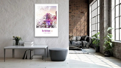Brisbane Skyline Map - I Heart Wall Art - Poster Print, Canvas Print or Framed Art Print