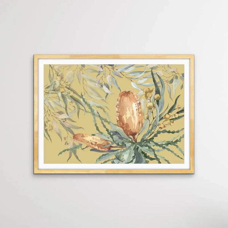 Bush Banksia - Australian Native Flower Original Artwork Canvas or Art Print - I Heart Wall Art - Poster Print, Canvas Print or Framed Art Print