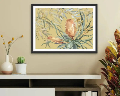 Bush Banksia - Australian Native Flower Original Artwork Canvas or Art Print - I Heart Wall Art - Poster Print, Canvas Print or Framed Art Print