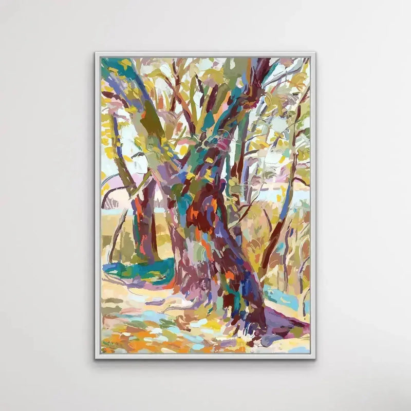 Bush Walk - Original Abstract Australian Bush Nature Painting Stretched Canvas Wall Art Print - Nature Wall Art - I Heart Wall Art - Poster Print, Canvas Print or Framed Art Print