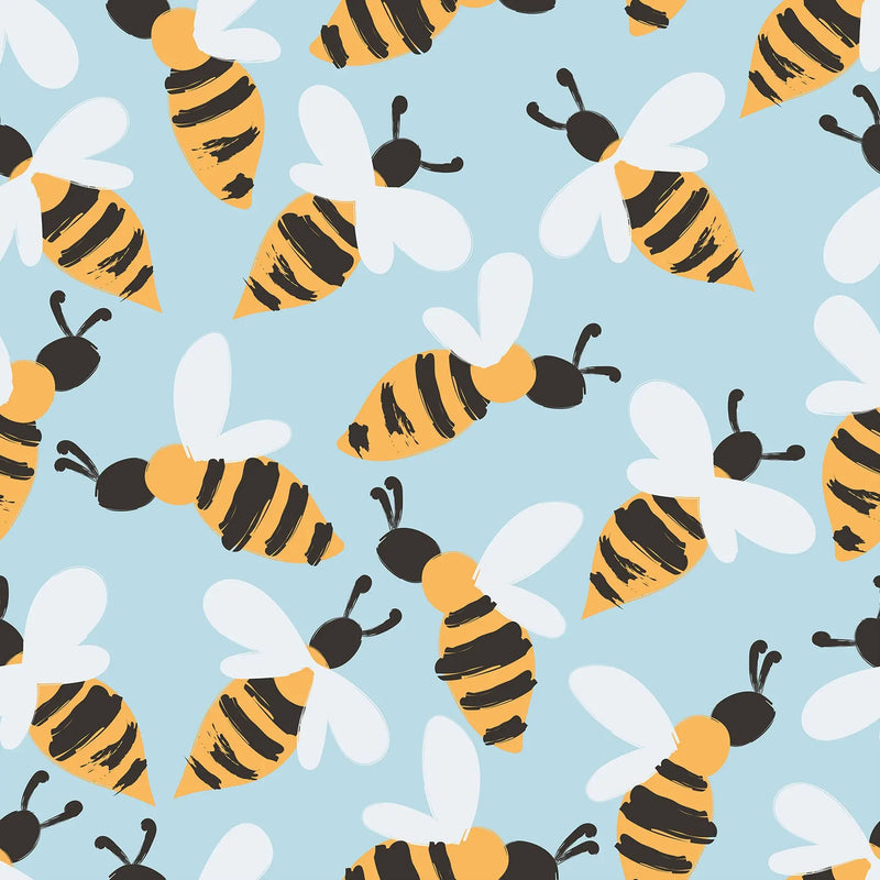 Buzzy Bee On Blue - Peel and Stick Removable Wallpaper I Heart Wall Art Australia 