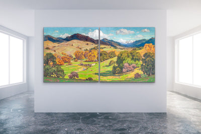 California Landscape by William Wendt - Two Piece Square Landscape Painting Set I Heart Wall Art Australia