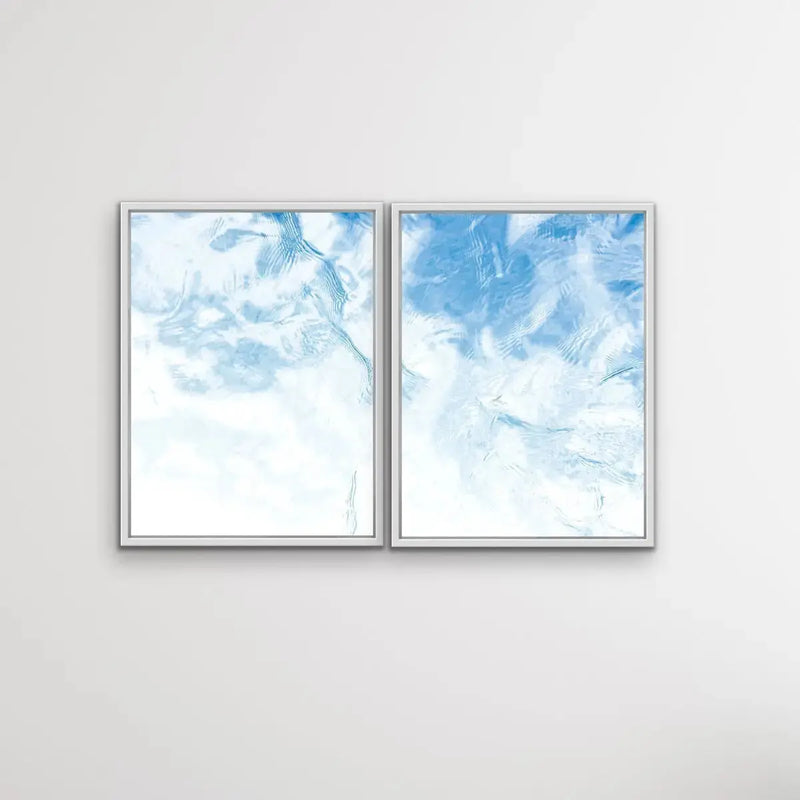 Calm Waters -Two Piece Underwater Hamptons Blue Prints For Coastal Beach Homes Diptych - I Heart Wall Art