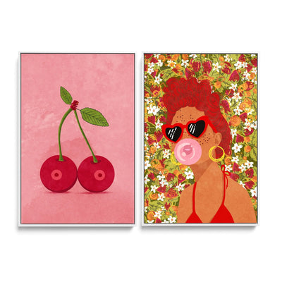 Cerry Boobs and Strawbeery Lady by Raissa Oltmanns- Two Piece Stretched Canvas or Art Print Set Diptych I Heart Wall Art Australia 