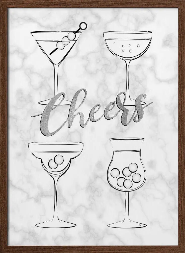 Cheers Cocktails - Stretched Canvas, Poster or Fine Art Print I Heart Wall Art