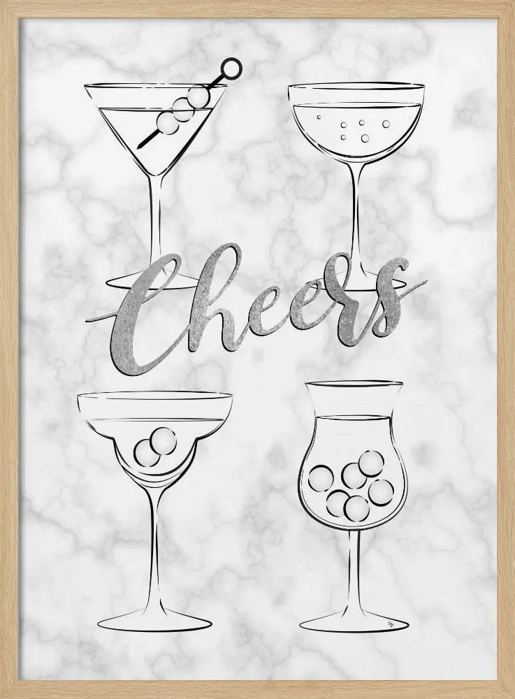 Cheers Cocktails - Stretched Canvas, Poster or Fine Art Print I Heart Wall Art