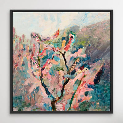 Cherry Blossom - Abstract Pink and Green Nature Stretched Canvas Artwork Wall Art Print - Nature Wall Art I Heart Wall Art Australia