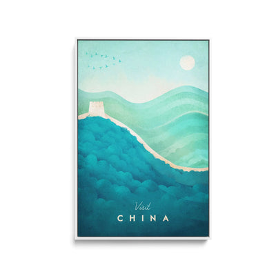 China by Henry Rivers - Stretched Canvas Print or Framed Fine Art Print - Artwork- Vintage Inspired Travel Poster I Heart Wall Art Australia 