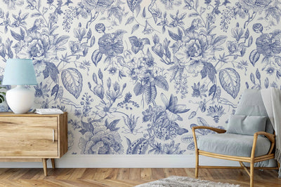 Chinoiserie In Blue Wallpaper - Blue Classic Style Removable Peel and Stick or Soak and Stick Removable Wallpaper I Heart Wall Art Australia