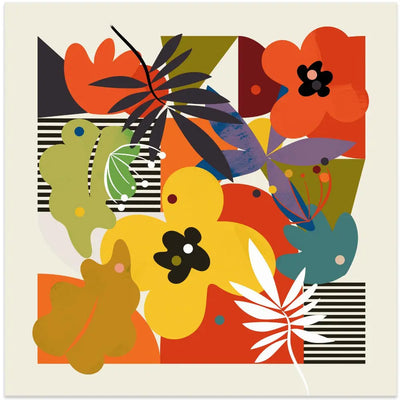 Circles Minimal Flower - Square Stretched Canvas, Poster or Fine Art Print I Heart Wall Art