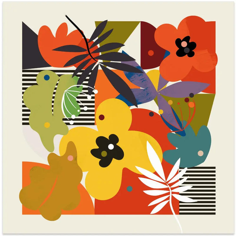 Circles Minimal Flower - Square Stretched Canvas, Poster or Fine Art Print I Heart Wall Art