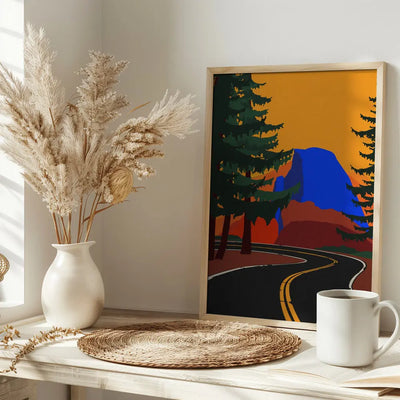 Clacier Road With Half Dome - Stretched Canvas, Poster or Fine Art Print I Heart Wall Art