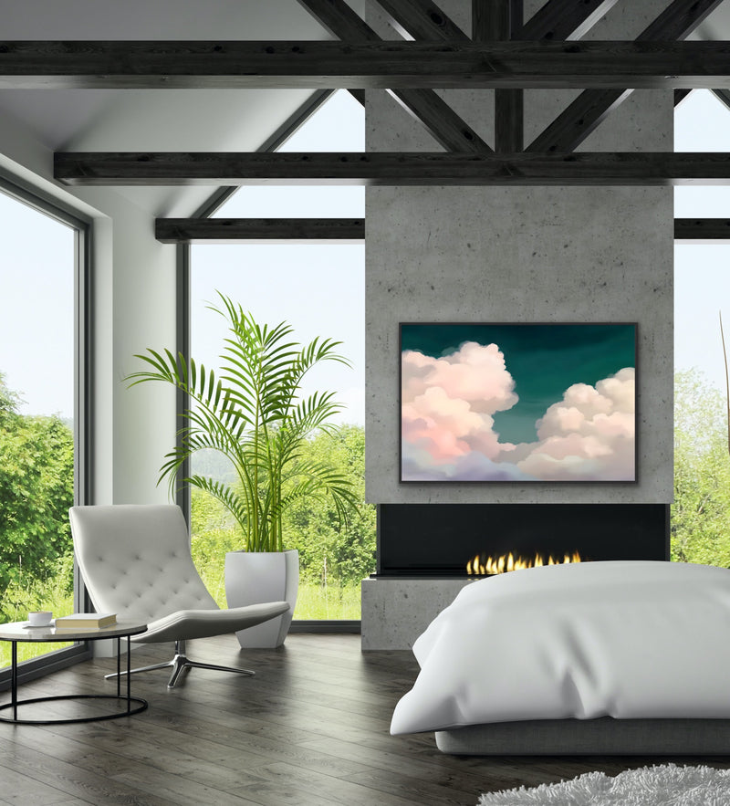 Up High- Cloud Framed Canvas Print Wall Art Print