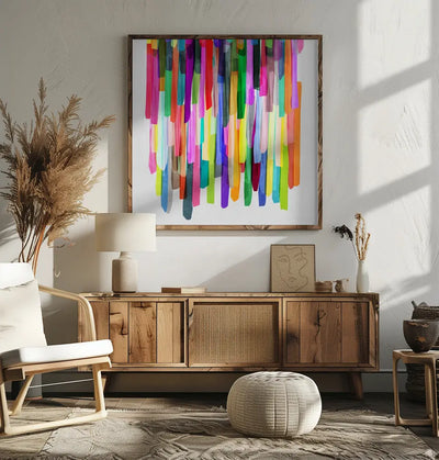 Colorful Stripes 4 - Square Stretched Canvas, Poster or Fine Art Print I Heart Wall Art