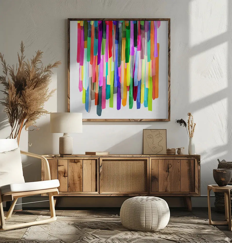 Colorful Stripes 4 - Square Stretched Canvas, Poster or Fine Art Print I Heart Wall Art