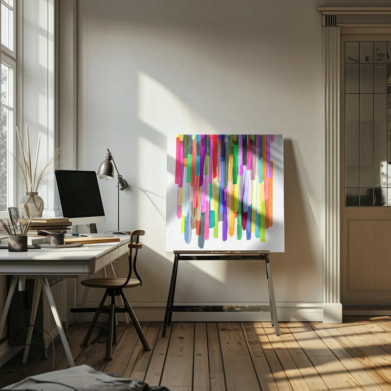 Colorful Stripes 4 - Square Stretched Canvas, Poster or Fine Art Print I Heart Wall Art