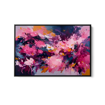 Come With Us - Bold Pink Abstract Floral Stretched Canvas Print or Framed Fine Art Print