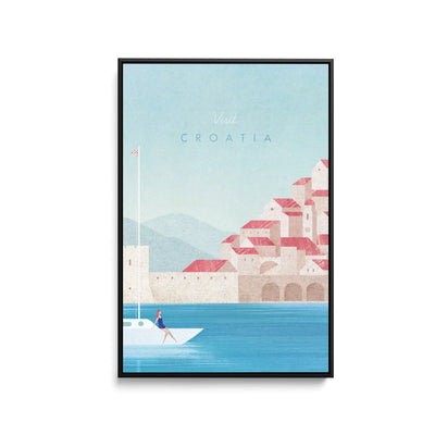 Croatia by Henry Rivers - Stretched Canvas Print or Framed Fine Art Print - Artwork- Vintage Inspired Travel Poster I Heart Wall Art Australia 