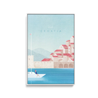 Croatia by Henry Rivers - Stretched Canvas Print or Framed Fine Art Print - Artwork- Vintage Inspired Travel Poster I Heart Wall Art Australia 