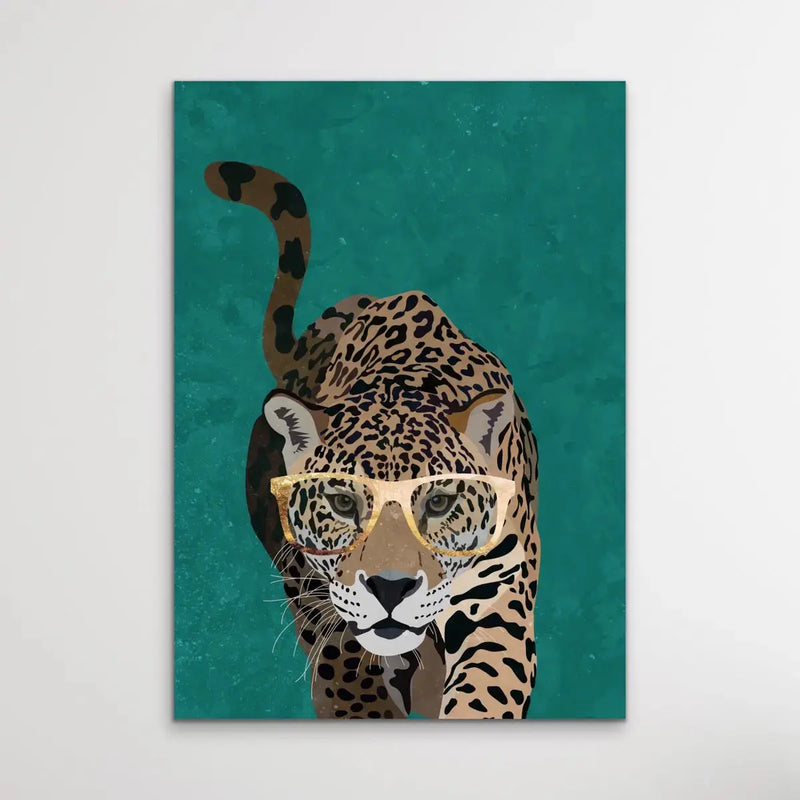 Curious Green Leopard -  Illustration by Sarah Manovski Available as a Canvas or Paper Print - I Heart Wall Art