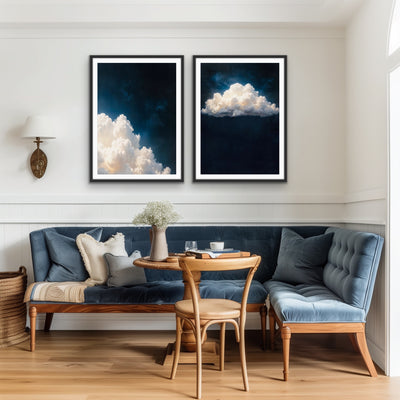 Ethereal Clouds -  Two Piece Blue and White Cloud Art