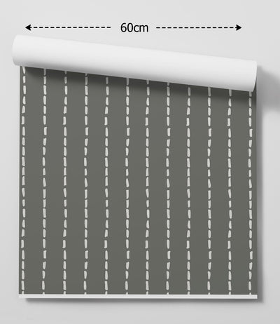 Dark Eucalyptus Dashed Wallpaper  - Peel and Stick Removable Wallpaper