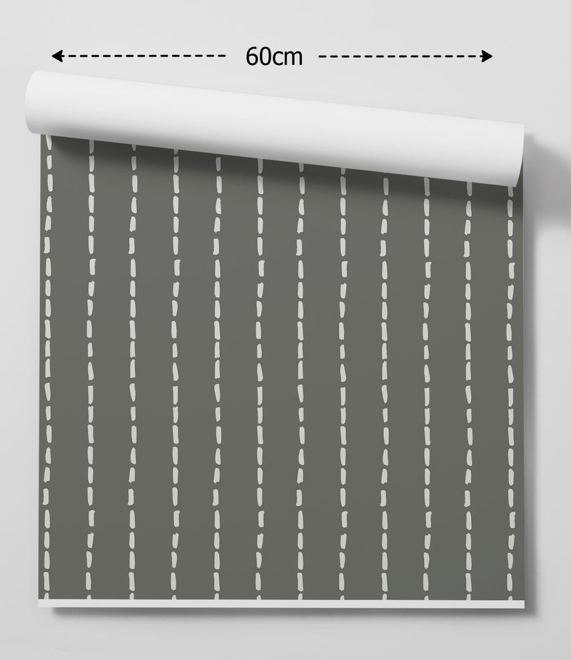 Dark Eucalyptus Dashed Wallpaper  - Peel and Stick Removable Wallpaper