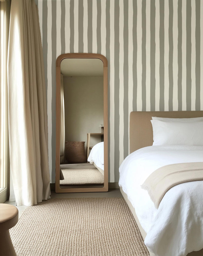 Olive Wavy Stripe Wallpaper - Quality Peel and Stick Adhesive Wallpaper