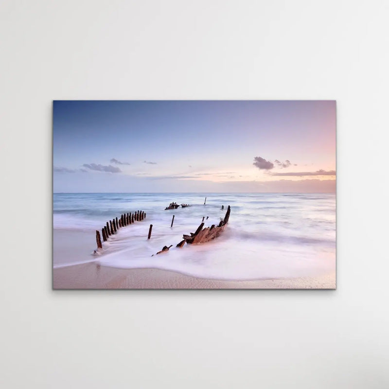 Dicky Beach - Sunshine Coast Queensland Shipwreck Photographic Canvas Art Print