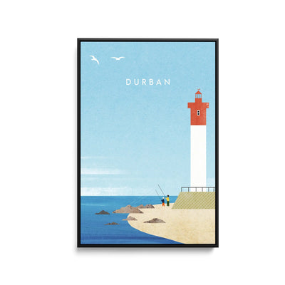 Durban by Henry Rivers - Stretched Canvas Print or Framed Fine Art Print - Artwork- Vintage Inspired Travel Poster I Heart Wall Art Australia 