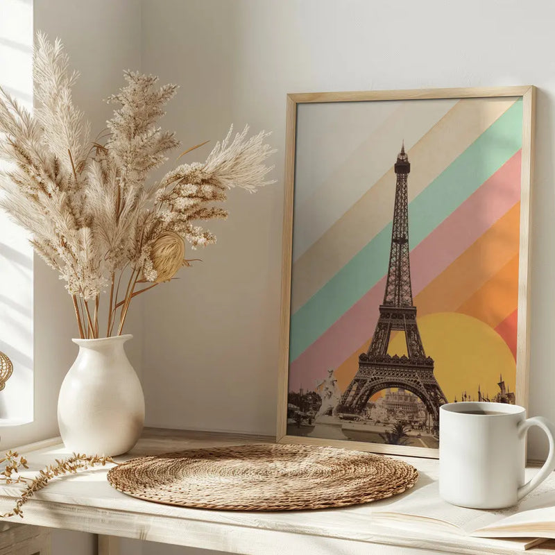 Eiffel Tower Rainbow - Stretched Canvas, Poster or Fine Art Print I Heart Wall Art
