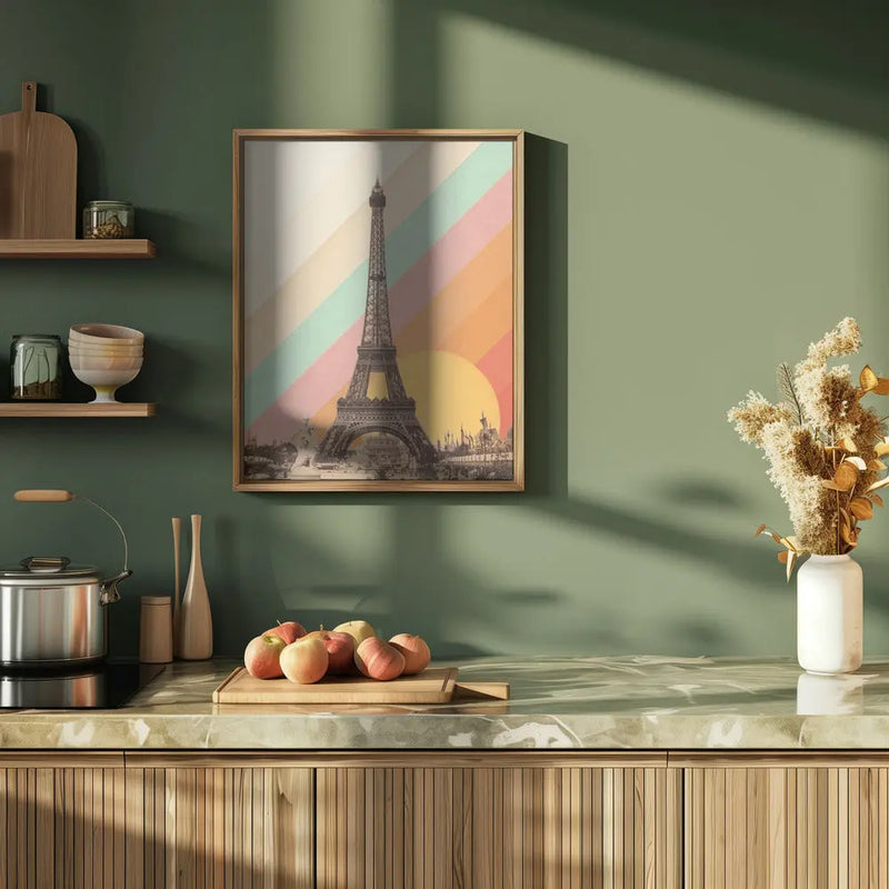 Eiffel Tower Rainbow - Stretched Canvas, Poster or Fine Art Print I Heart Wall Art