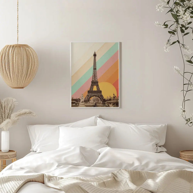 Eiffel Tower Rainbow - Stretched Canvas, Poster or Fine Art Print I Heart Wall Art