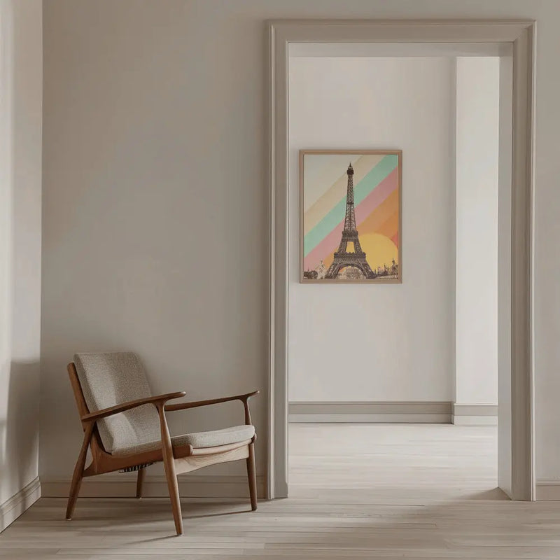 Eiffel Tower Rainbow - Stretched Canvas, Poster or Fine Art Print I Heart Wall Art