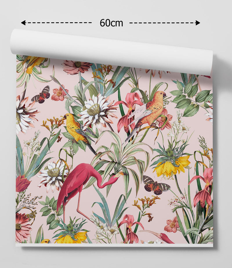 Flamingo Dance in Pink- Premium Peel and Stick Wallpaper