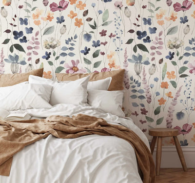 Floral Delight Wallpaper - Colourful Floral Watercolour Wallpaper I Heart Wall Art Australia 