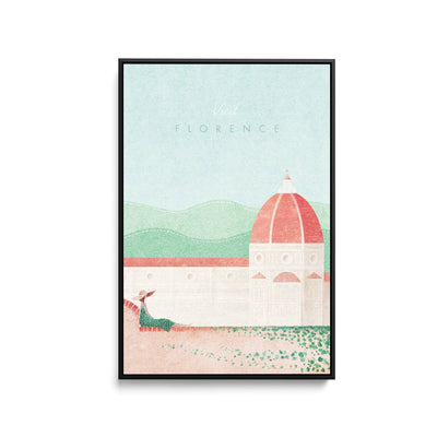 Florence by Henry Rivers - Stretched Canvas Print or Framed Fine Art Print - Artwork- Vintage Inspired Travel Poster I Heart Wall Art Australia 