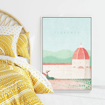 Florence by Henry Rivers - Stretched Canvas Print or Framed Fine Art Print - Artwork- Vintage Inspired Travel Poster I Heart Wall Art Australia 